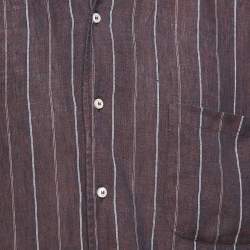 Pre Owned Loro Piana Purple Striped Linen Long Sleeve Shirt XL