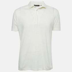 Loro Piana White Linen Jersey Polo T-Shirt L