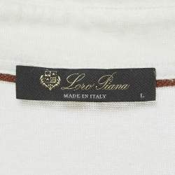 Pre Owned Loro Piana White Linen Jersey Polo T-Shirt L