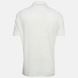 Loro Piana White Linen Jersey Polo T-Shirt L