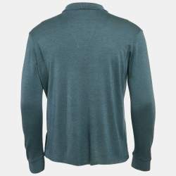 Pre Owned Loro Piana Blue Cashmere Full Sleeve Polo T-Shirt M