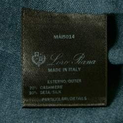 Pre Owned Loro Piana Blue Cashmere Full Sleeve Polo T-Shirt M