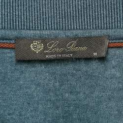 Pre Owned Loro Piana Blue Cashmere Full Sleeve Polo T-Shirt M