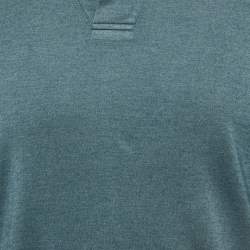 Pre Owned Loro Piana Blue Cashmere Full Sleeve Polo T-Shirt M