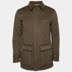 Loro Piana Khaki Brown Cashmere Quilted Storm System Jacket XS