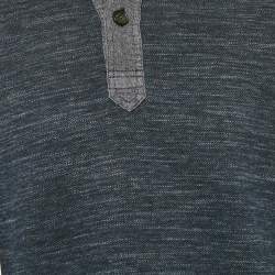 Pre Owned Loro Piana Denim Blue Cotton Full Sleeve Polo T-Shirt M