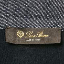 Pre Owned Loro Piana Denim Blue Cotton Full Sleeve Polo T-Shirt M