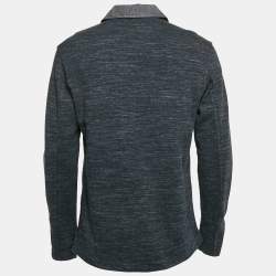 Pre Owned Loro Piana Denim Blue Cotton Full Sleeve Polo T-Shirt M