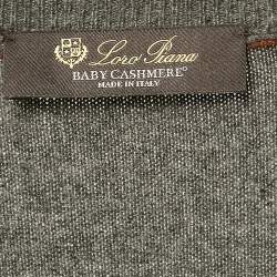 Pre Owned Loro Piana Grey Cashmere V-Neck Sweater XL 