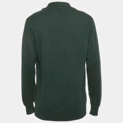 Pre Owned Loro Piana Dark Green Cashmere Knit Polo Aspen Sweater XXL