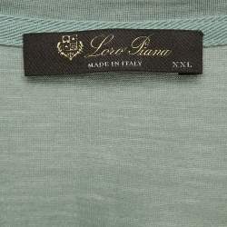 Pre Owned Loro Piana Green Silk Blend Crew Neck T-Shirt XXL
