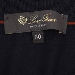 Pre Owned Loro Piana Navy Blue Wool Long Sleeve Polo T-Shirt L