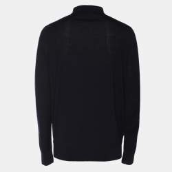 Pre Owned Loro Piana Navy Blue Wool Long Sleeve Polo T-Shirt L