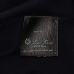 Pre Owned Loro Piana Navy Blue Wool Long Sleeve Polo T-Shirt L