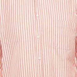 Loro Piana Red Stripe Cotton Button Front Long Sleeve Shirt M