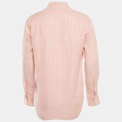 Loro Piana Red Stripe Cotton Button Front Long Sleeve Shirt M