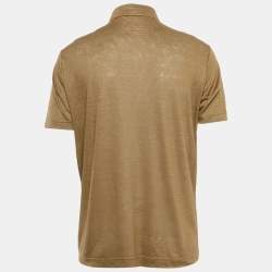Loro Piana Khaki Brown Linen Knit Polo T-Shirt L