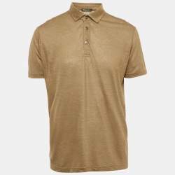 Loro Piana Khaki Brown Linen Knit Polo T-Shirt L