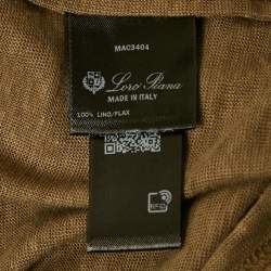 Loro Piana Khaki Brown Linen Knit Polo T-Shirt L