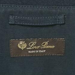 Loro Piana Blue Linen Blend Zip-Up Bomber Jacket L