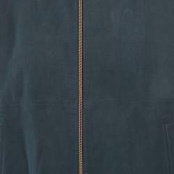 Loro Piana Blue Linen Blend Zip-Up Bomber Jacket L