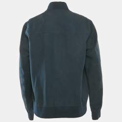 Loro Piana Blue Linen Blend Zip-Up Bomber Jacket L