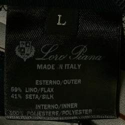 Loro Piana Blue Linen Blend Zip-Up Bomber Jacket L