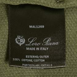 Loro Piana Olive Green Cotton Piqué Full Sleeve Polo T-Shirt M