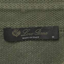 Loro Piana Olive Green Cotton Piqué Full Sleeve Polo T-Shirt M