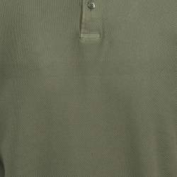 Loro Piana Olive Green Cotton Piqué Full Sleeve Polo T-Shirt M