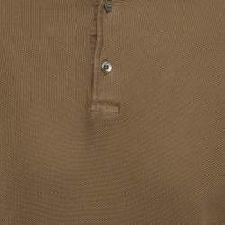 Pre Owned Loro Piana Brown Cotton Pique Polo Long Sleeve T-Shirt L 