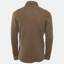 Pre Owned Loro Piana Brown Cotton Pique Polo Long Sleeve T-Shirt L 