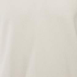 مملوكة مسبقًا تي شيرت بولو لورو بيانا قطن بيكيه أبيض بأكمام طويلة مقاس متوسط - ميديام