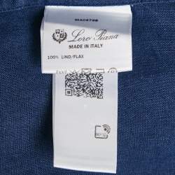 Pre Owned Loro Piana Navy Blue Linen Button Front Long Sleeve Shirt M