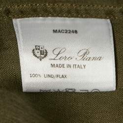Pre Owned Loro Piana Khaki Green Linen Button Front Shirt M