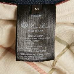 Pre Owned Loro Piana Navy Blue Wool Blend Zip-Up High Neck Jacket M