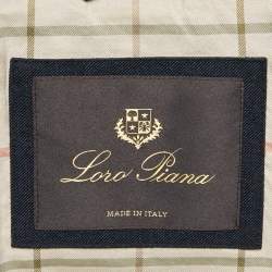 Pre Owned Loro Piana Navy Blue Wool Blend Zip-Up High Neck Jacket M