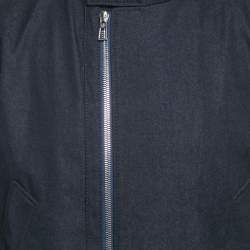 Pre Owned Loro Piana Navy Blue Wool Blend Zip-Up High Neck Jacket M