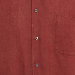 Pre Owned Loro Piana Brick Red Linen Button Front Shirt M