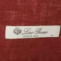 Pre Owned Loro Piana Brick Red Linen Button Front Shirt M