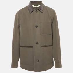 Loro Piana Grey Corduroy Collar Gabardine Jacket M