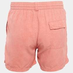 Pre Owned Loro Piana Pink Silk Drawstring Swim Shorts M