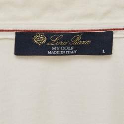 مملوكة مسبقًا Loro Piana My Gold White Cotton & Silk Knit Polo T-Shirt L