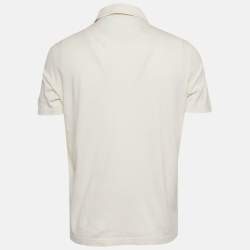 مملوكة مسبقًا Loro Piana My Gold White Cotton & Silk Knit Polo T-Shirt L
