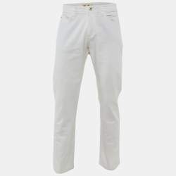 Pre Owned Loro Piana White Denim Jeans L Waist 35"