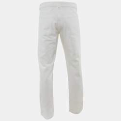 Pre Owned Loro Piana White Denim Jeans L Waist 35"