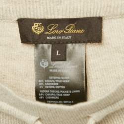 Pre Owned Loro Piana Grey Hemp Rib Knit Sweatpants L