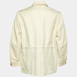 Pre Owned Loro Piana Cream Cotton and Linen Button Front Utility Jacket M