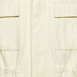 Pre Owned Loro Piana Cream Cotton and Linen Button Front Utility Jacket M