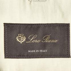 Pre Owned Loro Piana Cream Cotton and Linen Button Front Utility Jacket M